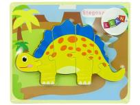 Opakowanie Drewniane puzzle Dinozaur Stegosaurus żółty