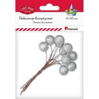 Opakowanie Drucik z kulką 15mm srebrną brokatową 10szt
