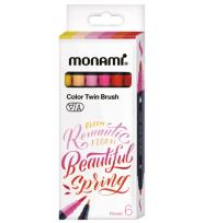 Opakowanie Dwustronne pisaki z końcówkami pędzelkowymi Color Twin Brush Flowers 6 kolorów