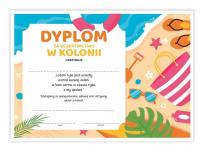Opakowanie Dyplom A4 obozowy kolonie - Plaża 20szt