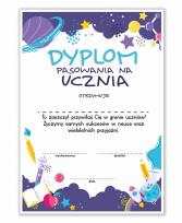 Opakowanie Dyplom A4 pasowania na Ucznia - Kosmos 20szt