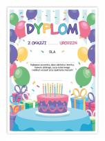 Opakowanie Dyplom A4 urodzinowy - Tort 5szt