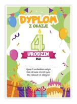 Opakowanie Dyplom A5 urodzinowy - czwarte urodziny 5szt