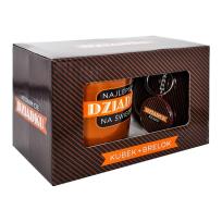 Opakowanie Dzień Dziadka. Kubek z brelkokiem brąz