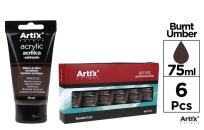 Opakowanie Farba akrylowa ciemnobrązowa 75ml (6szt)