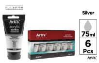 Opakowanie Farba akrylowa metaliczna srebrna 75ml (6szt)