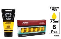Opakowanie Farba akrylowa żółta permanentno 75ml (6szt)
