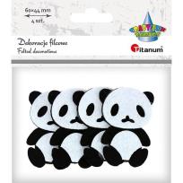Opakowanie Filcowe pandy 3D 42x60mm biało-czarne 4szt