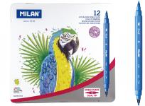 Opakowanie Flamastry z 2 końcówkami 12 kolorów MILAN