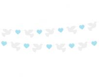 Opakowanie Girlanda papierowa Gołąbki niebieskie serduszka