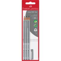 Opakowanie Grip 2001 set srebrny 3x ołówek hb +gumka nakładka blister faber-castell