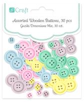 Opakowanie Guziki drewniane mix 30szt - pastel