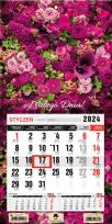 Opakowanie Kalendarz 2024 trójdzielny MINI jednodzielny z magnesem kwiaty KTJ2M-V.21