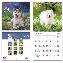 Opakowanie Kalendarz 2025 30x60 13 planszowy Psy Rasowe