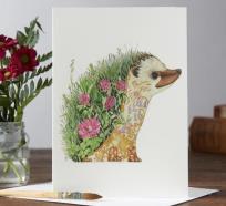 Opakowanie Karnet A017 B6 + koperta Jeż z kwiatami