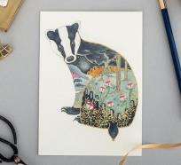 Opakowanie Karnet A024 B6 + koperta Nocny borsuk