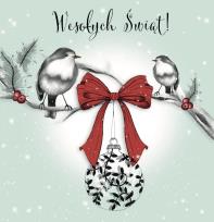 Opakowanie Karnet Swarovski kwadrat CL0801 Ptaszki z kokardą