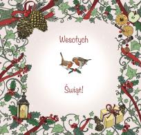 Opakowanie Karnet Swarovski kwadrat CL2312 Święta Ptaszki