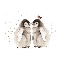 Opakowanie Karnet złocony KW Pingwinki i ptaszek