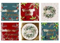 Opakowanie Karnety samoprzylepne 5x5cm Wesołych Świąt 12szt