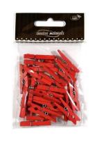 Opakowanie Klamerki drewniane czerwone 30mm 25szt