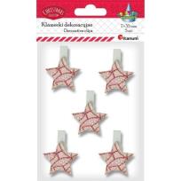 Opakowanie Klamerki drewniane z dekorem gwiazdki 5szt