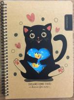 Opakowanie Kołonotatnik A5/80K kratka kraft Kot i rybki