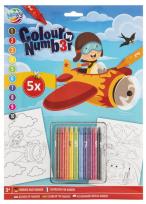 Opakowanie Kolorowanie po numerach A4 5ark Samolot