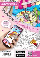 Opakowanie Kolorowanka interaktywna Rawmark Jednorożce 10 kartek połączona z aplikacją na telefon AR BOX