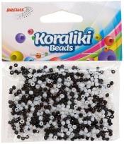 Opakowanie Koraliki akrylowe do nawlekania białe czarne 35mm