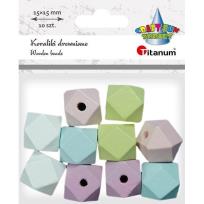 Opakowanie Koraliki drewniane kostki ścięte pastel 10szt