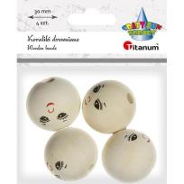 Opakowanie Koraliki drewniane okrągłe z twarzą 4szt