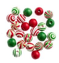Opakowanie Koraliki drewniane świąteczne 1,6cm 24szt MIX