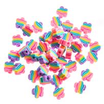 Opakowanie Koraliki polimerowe tęczowe kwiatki 1cm 48szt