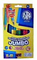 Opakowanie Kredki ołówkowe dwustronne Jumbo Astra 24 kolory z temperówką
