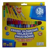 Opakowanie Kredki ołówkowe trójkątne dwustronne Astra 48 kolorów z temperówką
