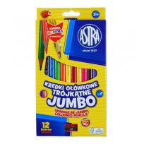Opakowanie Kredki ołówkowe trójkątne jumbo Astra 12 kolorów z temperówką