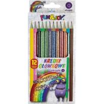 Opakowanie Kredki ołówkowe12 kolorów, okrągłe brokat