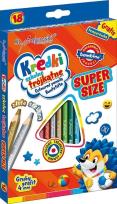Opakowanie Kredki szkolne trójkątne SUPER SIZE 18 kolorów + temperówka
