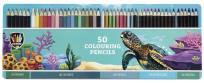 Opakowanie Kredki w blaszanym pudełku 50 kolorów
