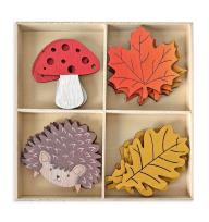Opakowanie Kształty z drewna jesień 7cm 16szt