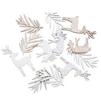 Opakowanie Kształty z drewna - renifery i liście 12szt