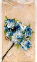 Opakowanie Kwiatki materiałowe niebiesko-białe 3cm 6szt