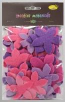 Opakowanie Kwiatki z filcu tonacja różowo-fioletowa 60szt