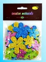 Opakowanie Kwiatki z pianki brokatowej wiosenne 56szt