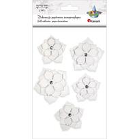 Opakowanie Kwiaty papierowe samoprzylepne 3D białe 5szt