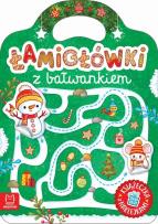 Okładka książki Łamigłówki z bałwankiem. Książeczka z naklejkami