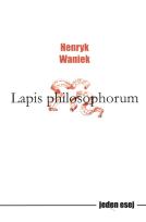 Okładka książki Lapis philosophorum