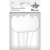 Opakowanie Liście materiałowe na druciku 10szt białe