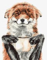 Opakowanie Malowanie po numerach 30x40cm Lis z filiżanką kawy